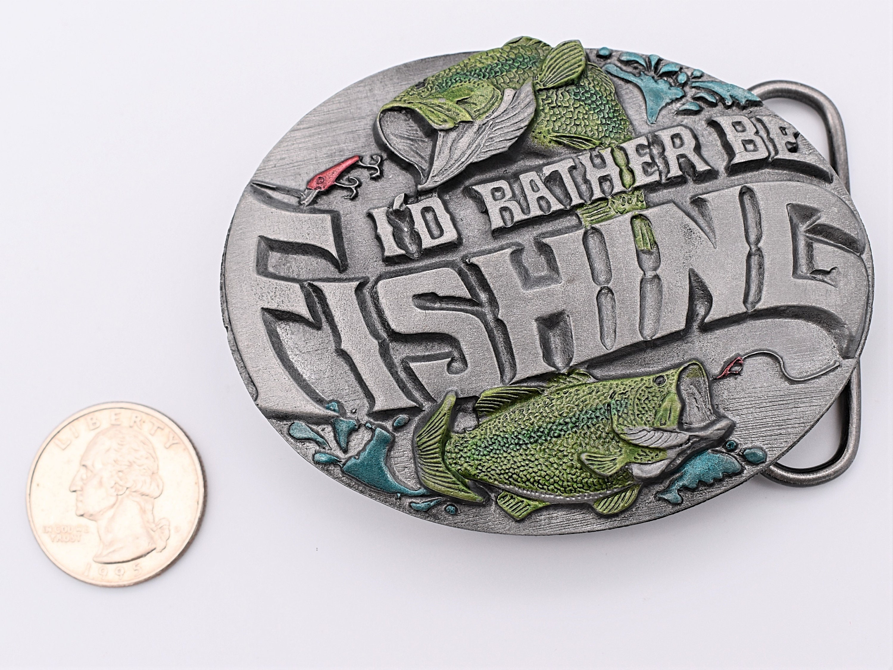 AlaskaShinyThings I'd Rather Be Fishing Bass Lure Hook Belt Buckle
