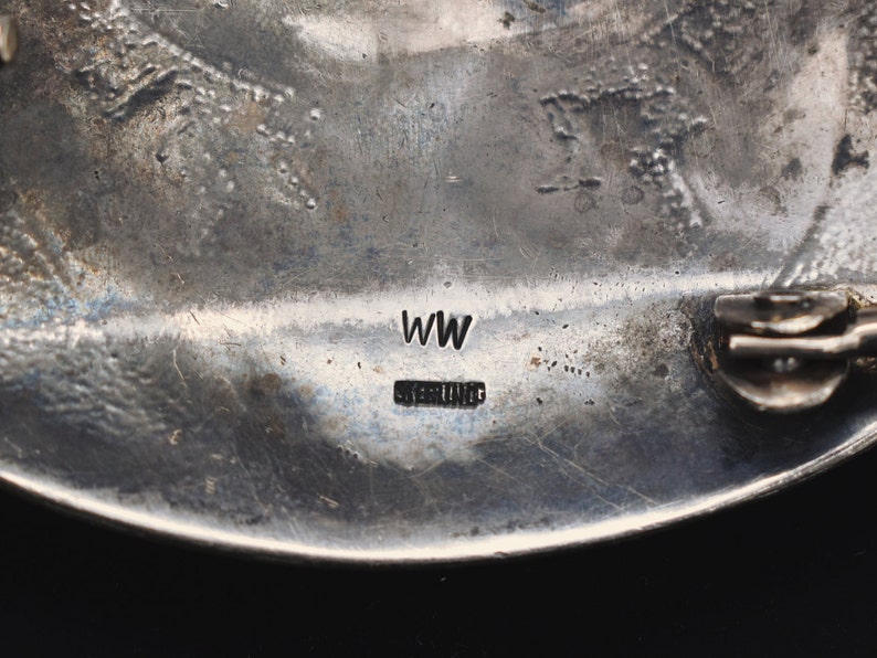 Sterling Silver Overlay Method Kokopelli Figures Vintage Belt Buckle Artist Signed WW Sterling