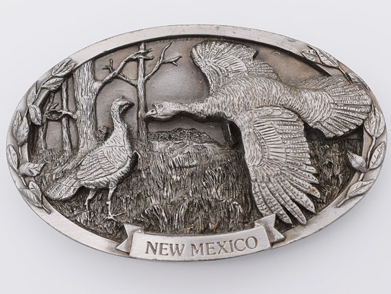 New Mexico Turkeys Vintage Belt Buckle - image 1
