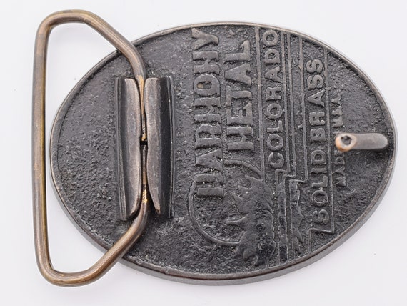 1970\'s Harmony Metal Solid Brass Belt Buckle Vintage Wood Inlay Colorado s-l400.jpg main image 4