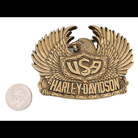 Harley Davidson Eagle USA Shield Solid Brass BBB … - image 3