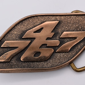 Boeing 747 767 Airplane Jet Commercial Aviation Solid Brass Vintage Belt Buckle