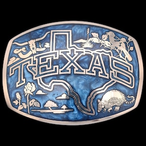 State of Texas Solid Brass Gold & Silver Plated Brass Vintage Belt Buckle by Award Design Medals (Silversmith Collection)
