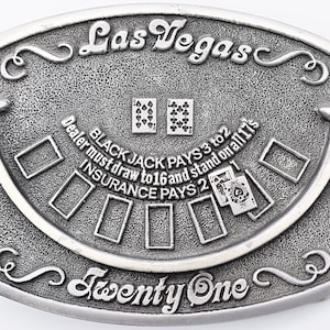 Blackjack 21 Card Table Casino Gambler Las Vegas Vintage Belt Buckle