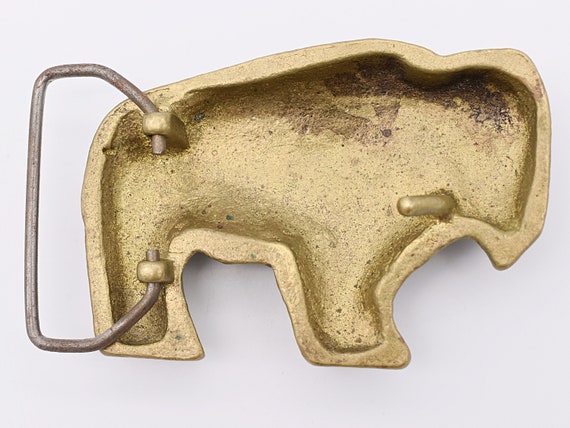 Solid Brass Bison Buffalo Stampede Vintage Belt B… - image 2