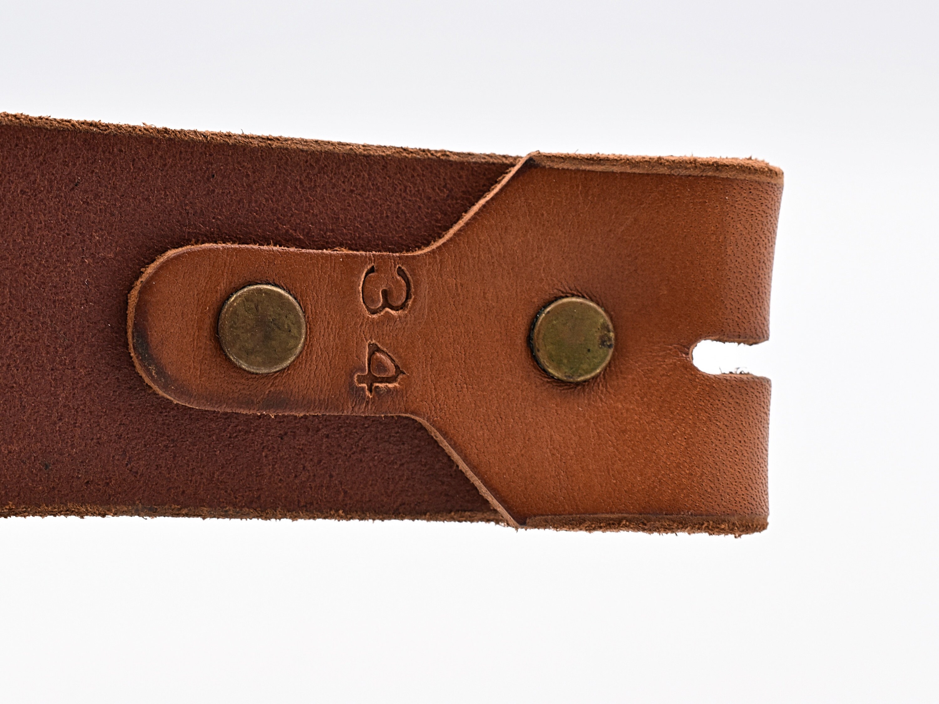 Vintage Leather Belt Size 34 ~ Distressed Brass Stud Snowflake