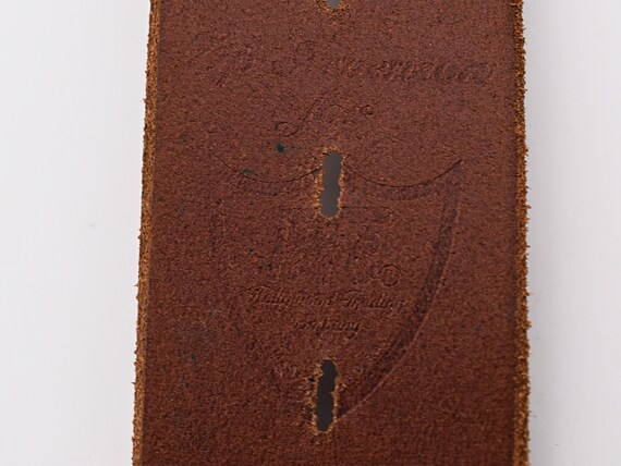 Vintage Leather Belt Size 34 ~ Distressed Brass S… - image 5
