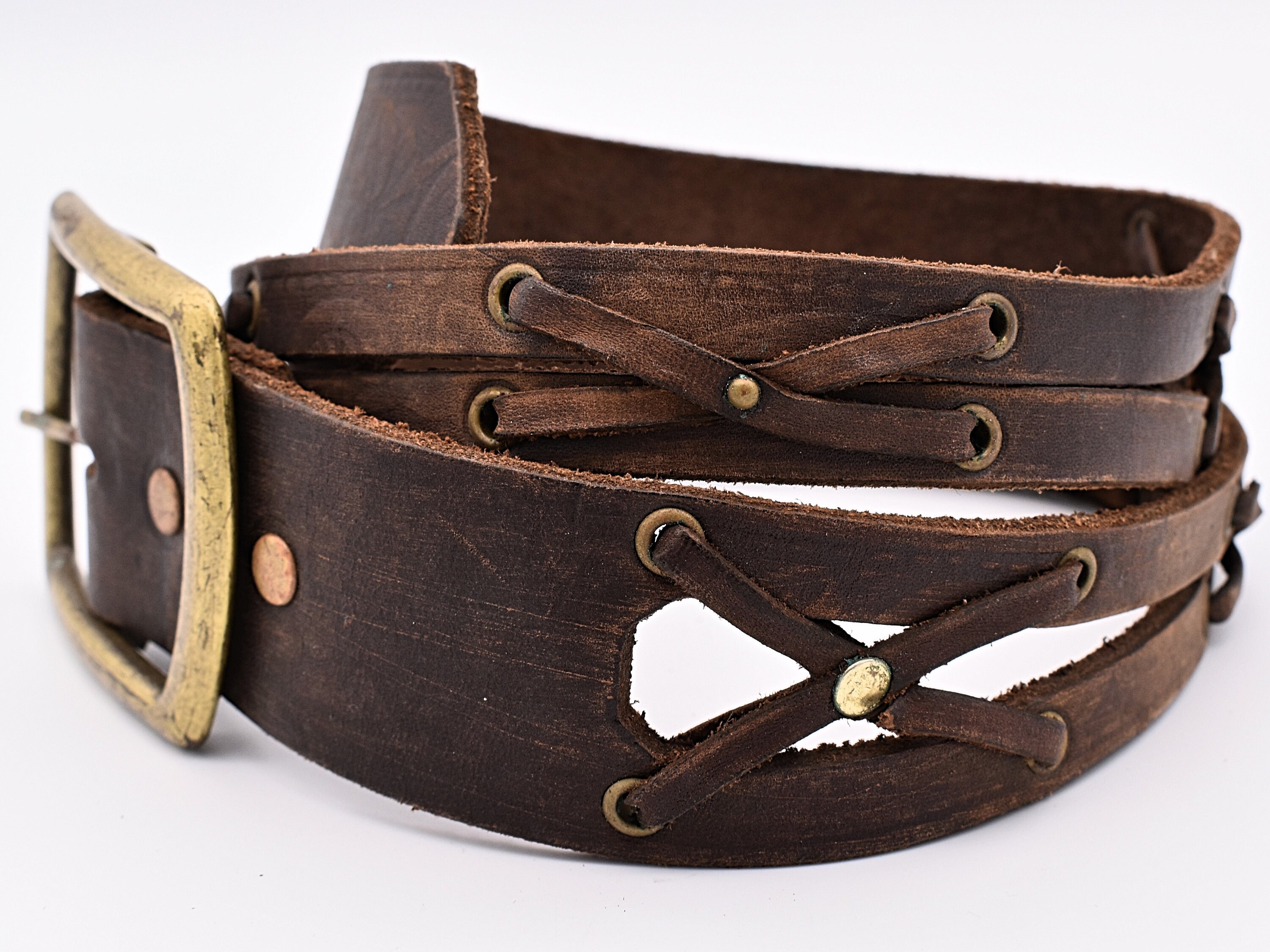 1990s archive laces design lether belt 【公式通販】