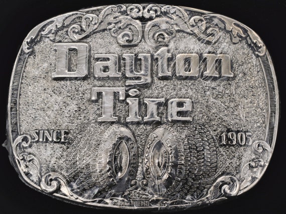 Dayton Tires Nickel Plated Solid Brass Vintage Belt Buckle