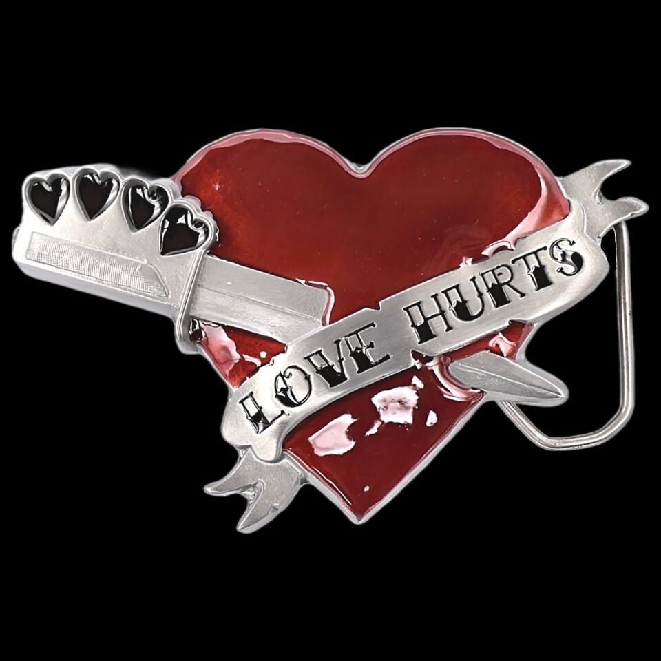 Love Hurts Sailor Jerry Dagger Heart Tattoo Belt Buckle - Etsy display picture 1