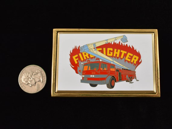 Fire Truck Fire Fighter Station Solid Brass Vinta… - image 3