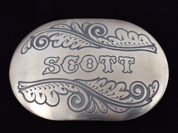 Scott Name German Silver Vintage Belt Buckle - image 1