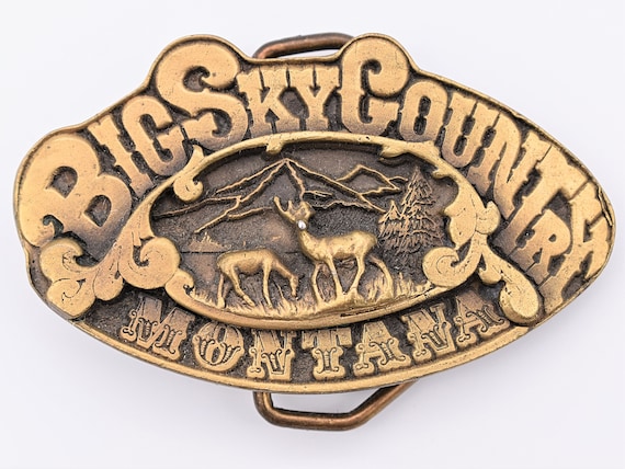 Big Sky Country Montana Vintage Belt Buckle - image 1