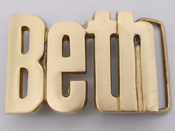 Beth Name Solid Brass Vintage Belt Buckle - image 1