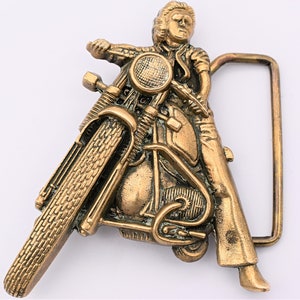 Solid Brass Motorcycle Rider Sunglasses Leather Jacket Vintage 1970s Belt Buckle