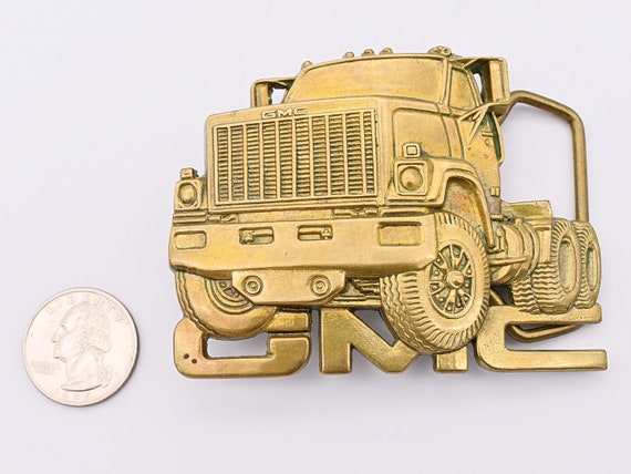 GMC Truck Trucker 1970s Solid Brass Vintage Belt … - image 3