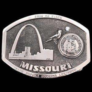 Missouri Commemorative Swarovski Crystal Limited Edition 1980s Vintage Belt Buckle