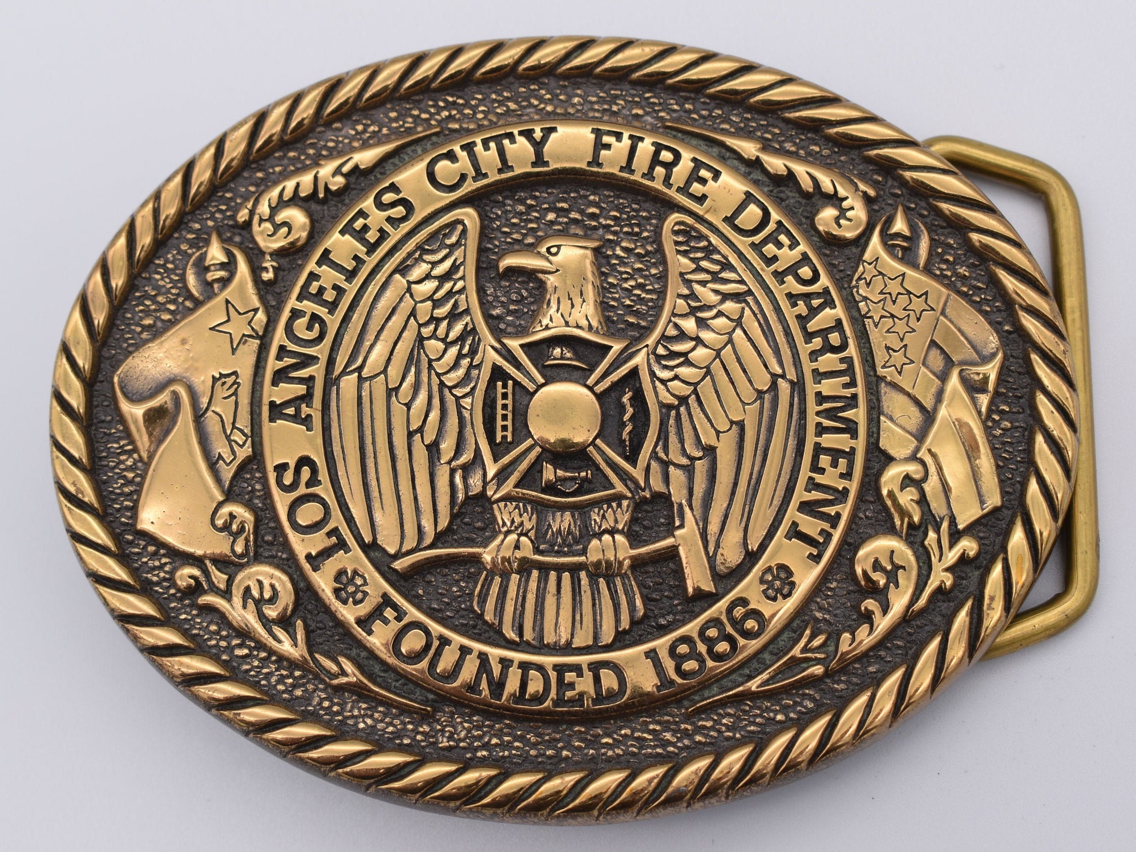 New Vintage Style Enamel Fire Firefighter Belt Buckle also Stock in the CA