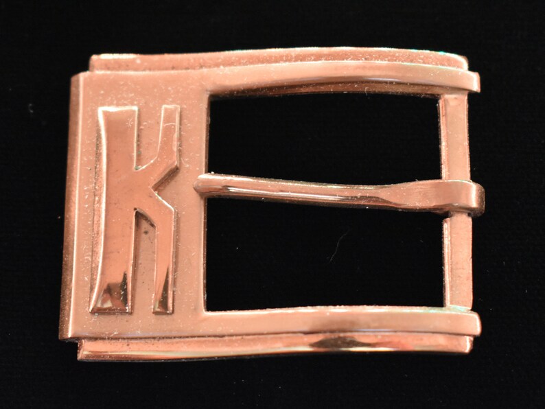 Letter K Belt Buckle Pioneer Tongue Style Traditional 1950s1960s Vintage Belt Buckle with Original Box