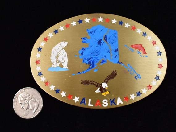 Alaska State Polar Bear Salmon Eagle Vintage Belt… - image 3