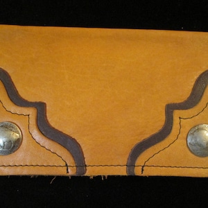 Cartera de chequera vintage de piel de búfalo de Buffalo Trading Co.
