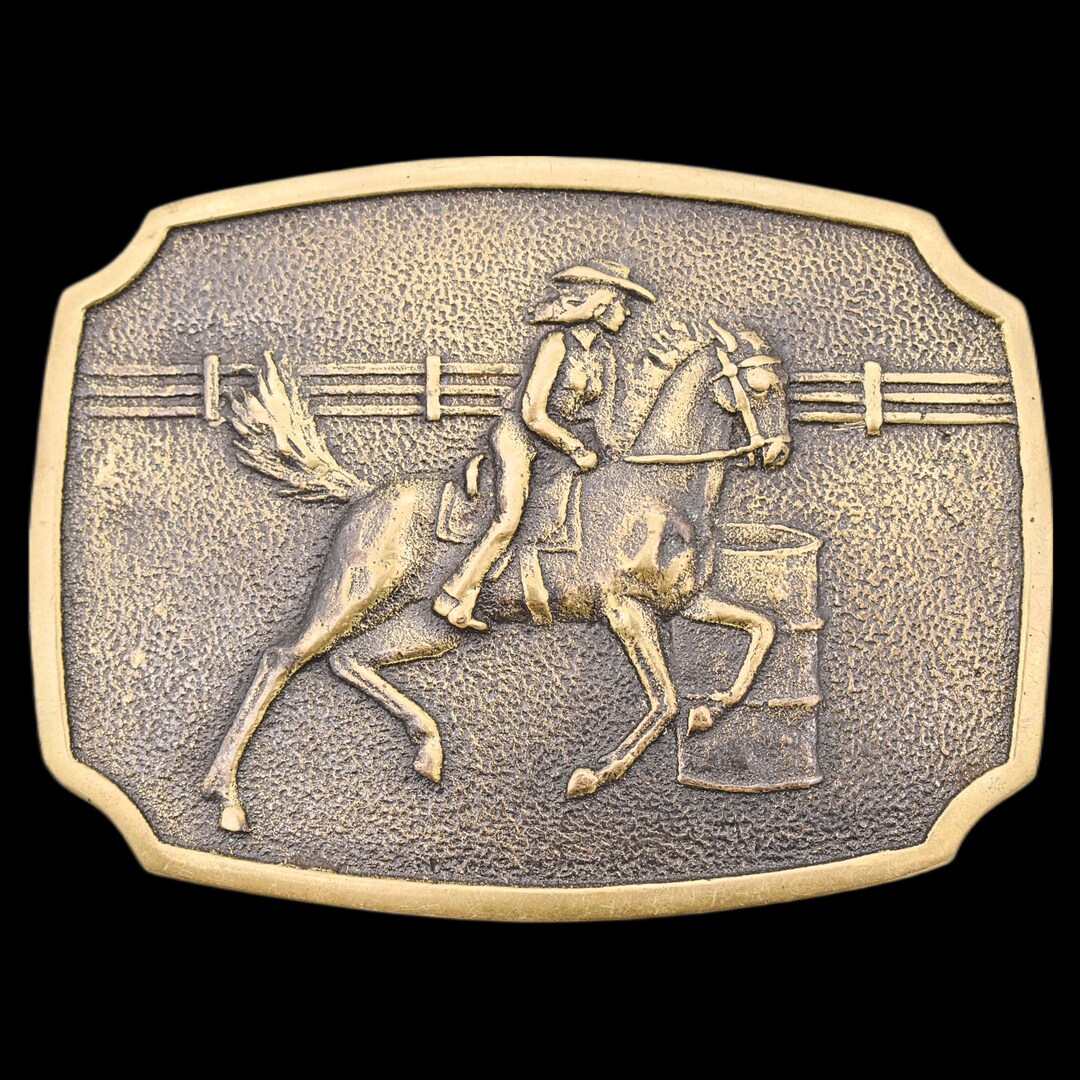 Solid Brass Barrel Racing Rodeo Event Western Vintage Belt Buckle - Etsy