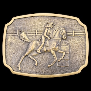 Solid Brass Barrel Racing Rodeo Event Western Vintage Belt Buckle