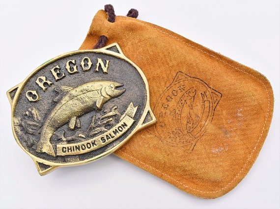 Solid Brass Chinook Salmon Oregon Vintage Belt Buckle -  Canada