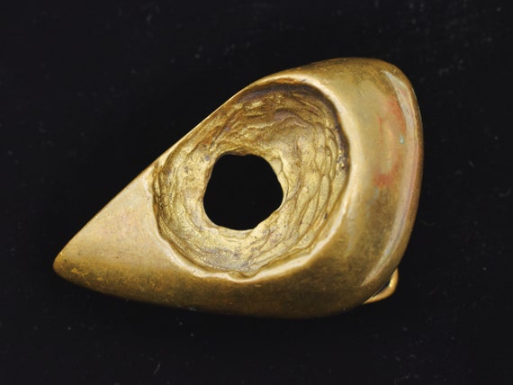 Solid Brass Abstract Artist Signed 1970s Small Vi… - image 1