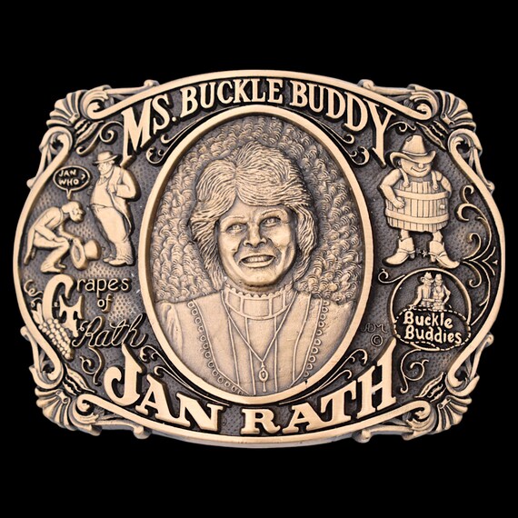 Buckle Buddies Magazine Founder Jan Rath Belt Buckle Collector's Magazine Solid Brass Vintage Belt Buckle