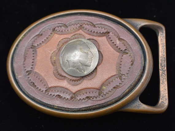 Tech Ether Guild Solid Brass Leather Faux Indian … - image 1