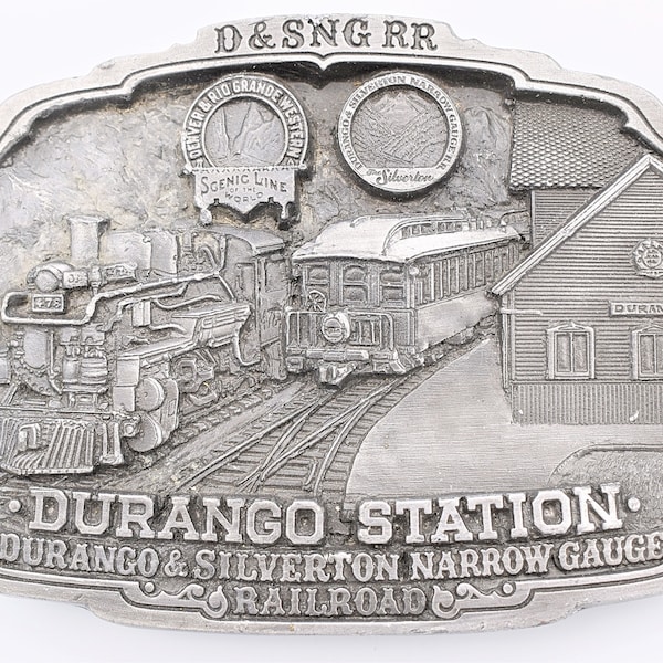 Durango Station RR Durango Silverton Scenic Railroad Narrow Gauge Line D&SNG Vintage Belt Buckle