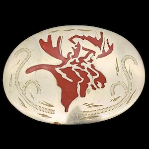 German Silver Moose Vintage Belt Buckle