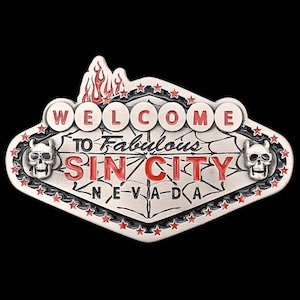 Sin City Las Vegas Nevada Welcome Road Sign Belt Buckle