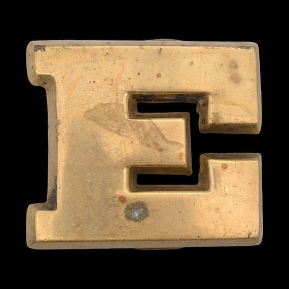 Letter E Name Initial Solid Brass 1970s Vintage B… - image 1