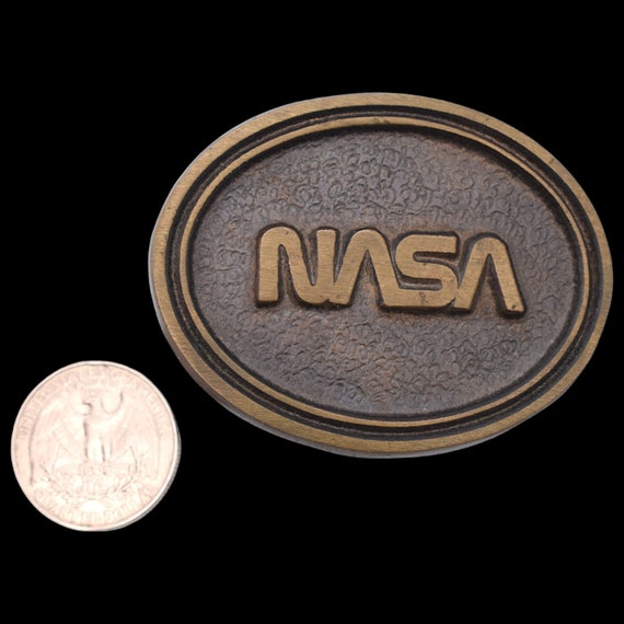 Solid Brass NASA Space Agency Vintage Belt Buckle - image 3