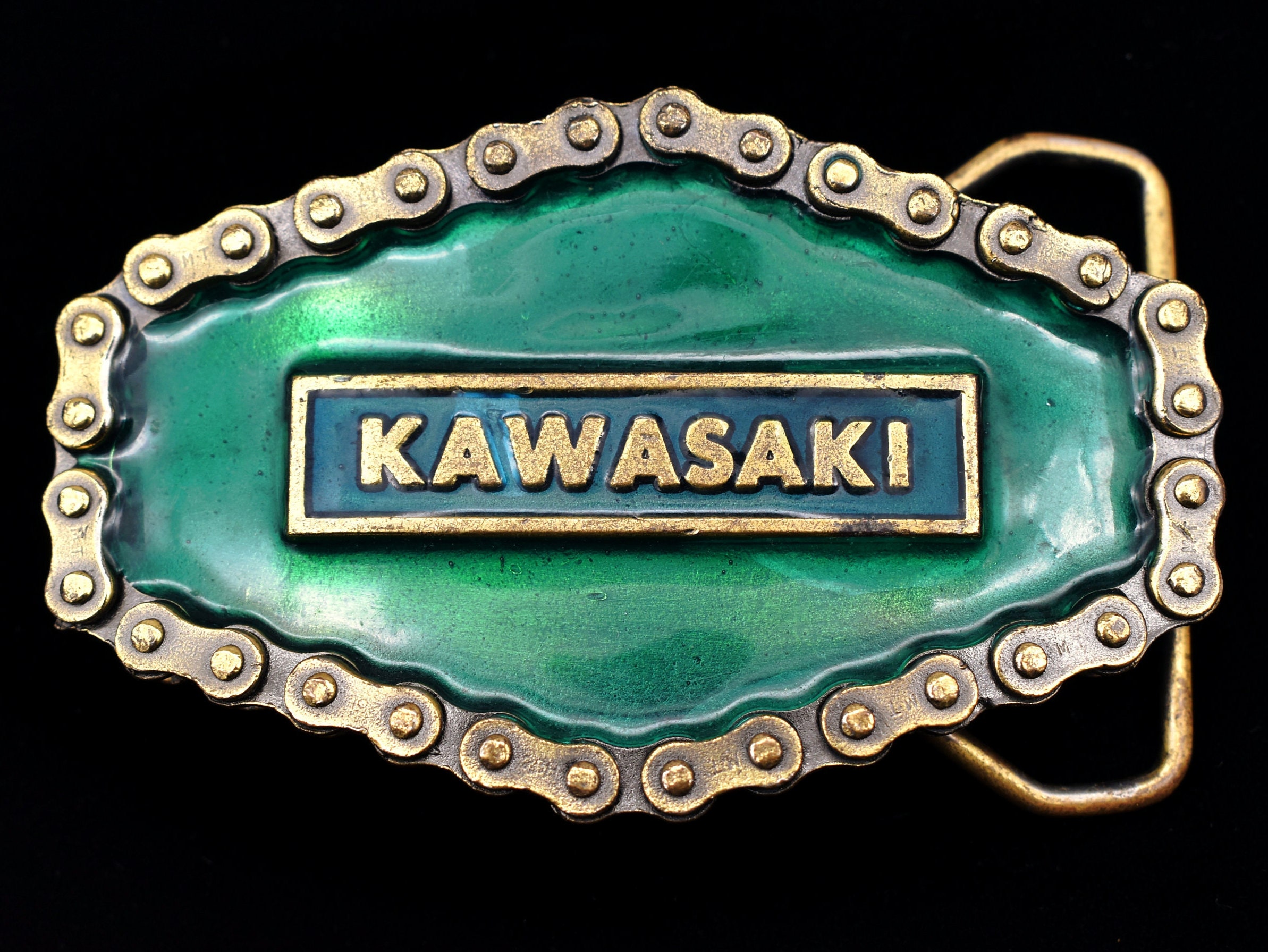 Kawasaki Motorcycle Drive Chain Biker Vintage Belt Buckle Etsy