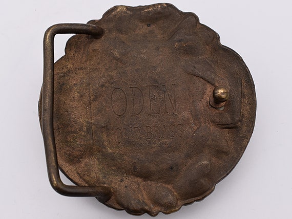 Solid Brass Floral Pattern Fitted Mossy Agate Sto… - image 2