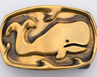 Vintage 70\'s - 80\'s Sperm Whale Solid Brass Belt Buckle with Black Epoxy Resin PENCO Sperm Whale Solid Brass Belt Buckle Vintage Unique  main image 2