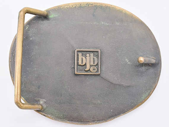 Solid Bronze Scuba Diver Flag Vintage Belt Buckle - image 2