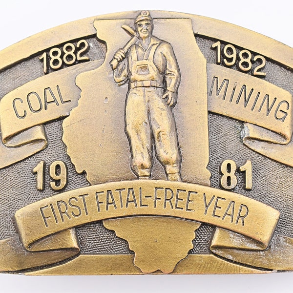 Illinois Coal Fatal Free Year Safety 1981 Vintage Belt Buckle