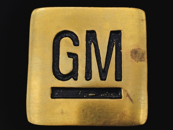 GM General Motors Solid Brass Vintage Belt Buckle - image 1