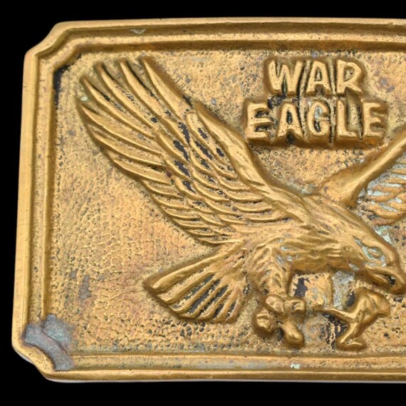 War Eagle US Army Solid Brass 1970s Vintage Belt Buckle View 2