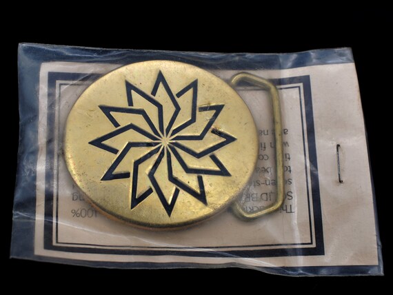 Solid Brass 1970s Pinwheel Spiral Southwestern Ab… - image 3