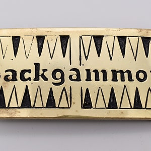 Backgammon Board Game Solid Brass Vintage Belt Buckle