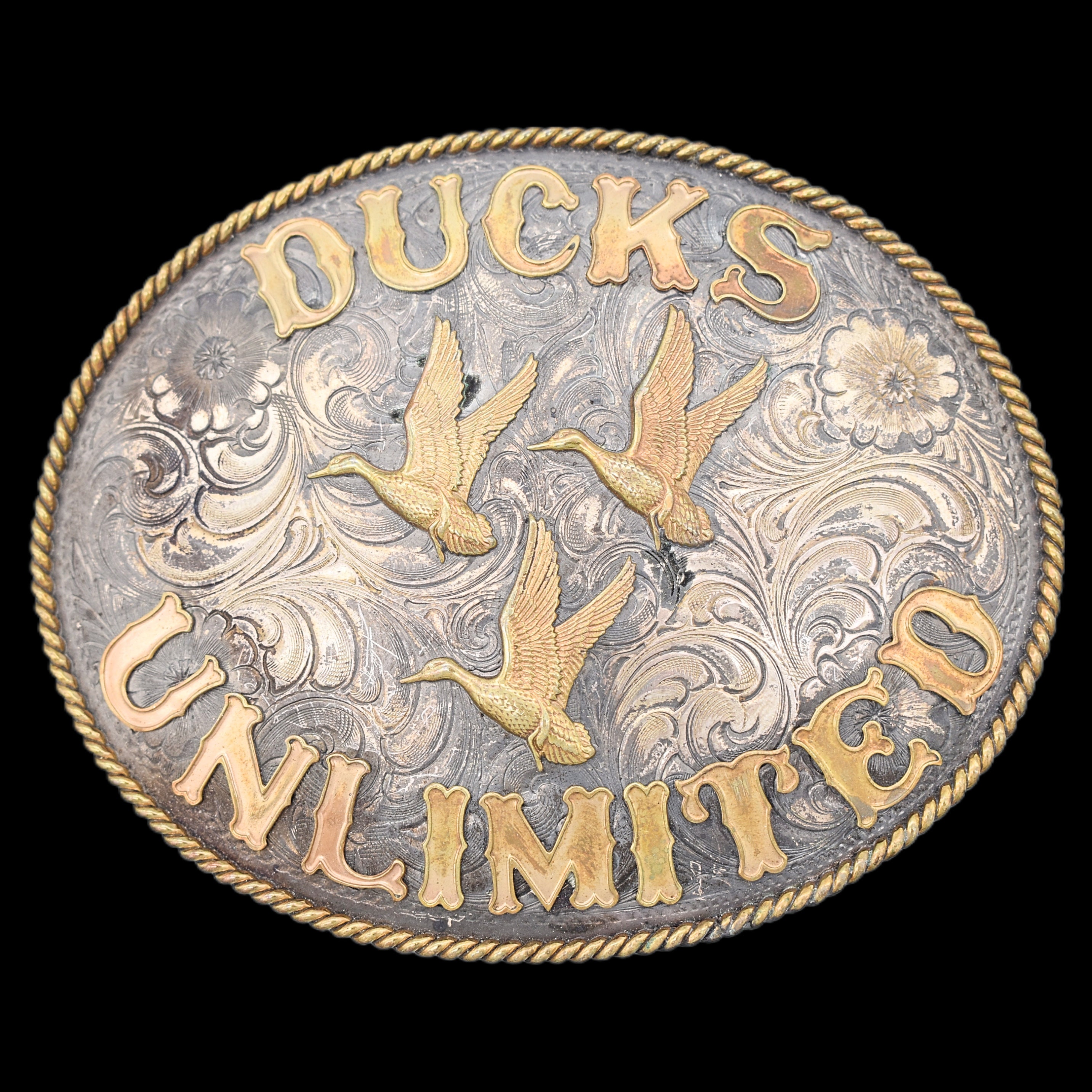 Ducks Unlimited Wage Sterling Overlay Large Paisley Western Tooled