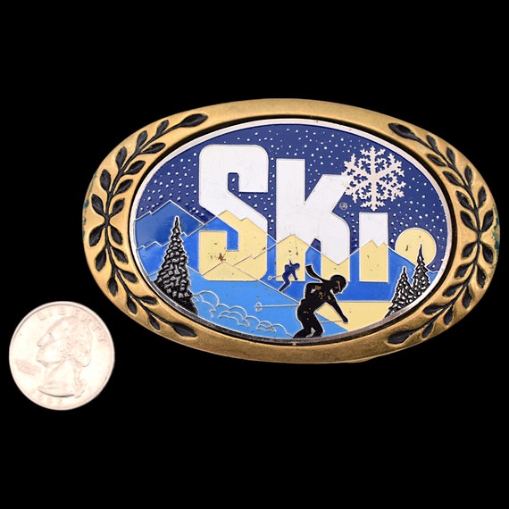 Ski Slopes Snowflake Solid Brass 1980s Vintage Be… - image 3