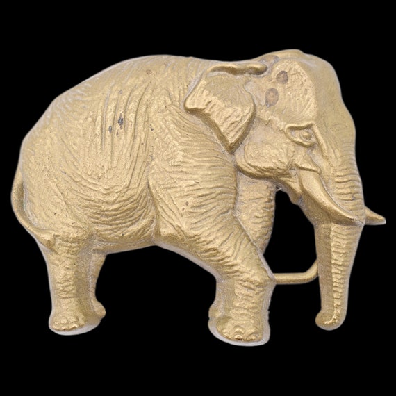 Elephant Solid Brass 1970s Vintage Belt Buckle - image 1