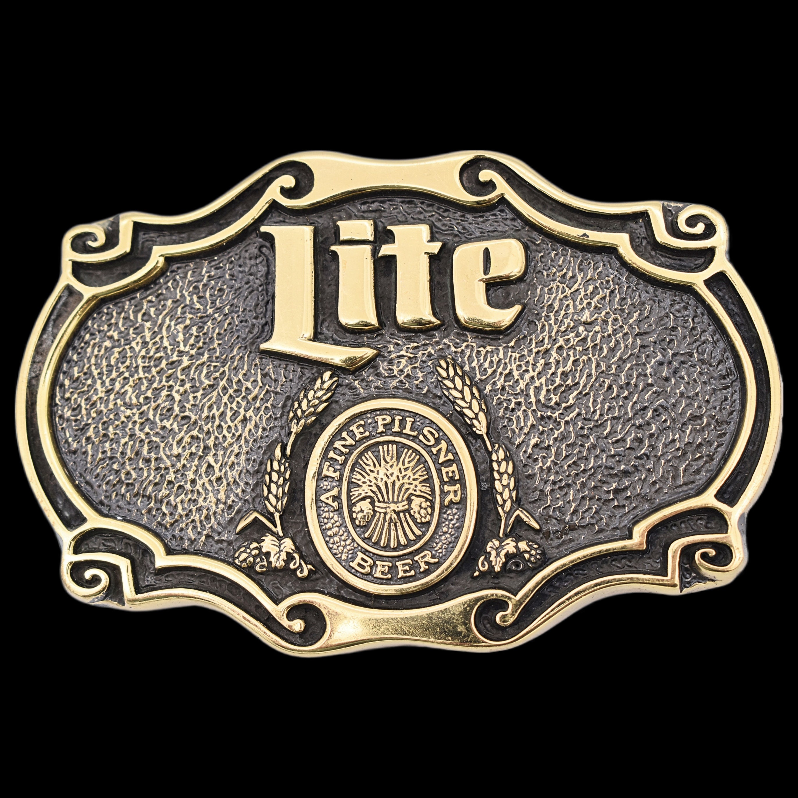 Solid Brass Miller Lite Beer 1980s BTS Vintage Belt Buckle  display picture 3
