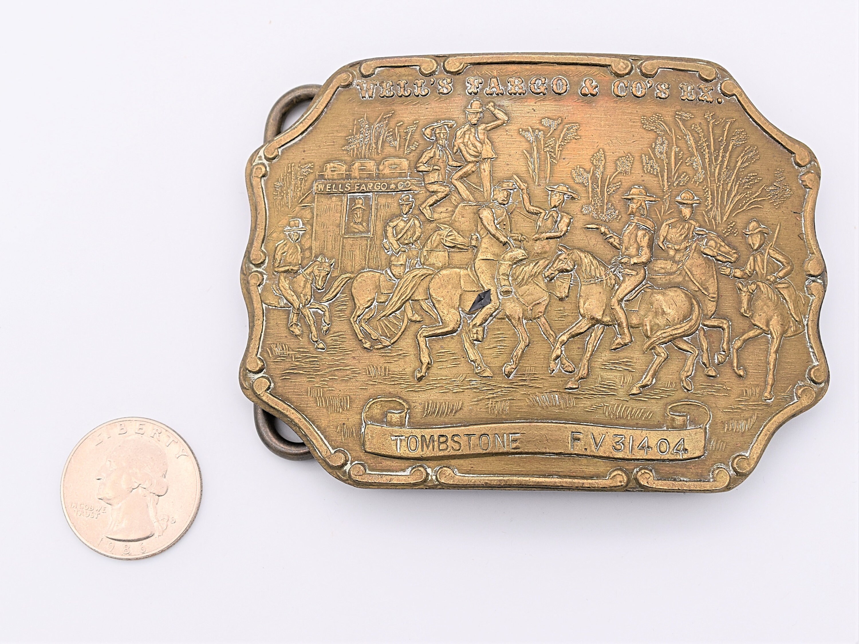 Brass Belt Wells Fargo And Company Belt Buckle Vintage 1970s Wells